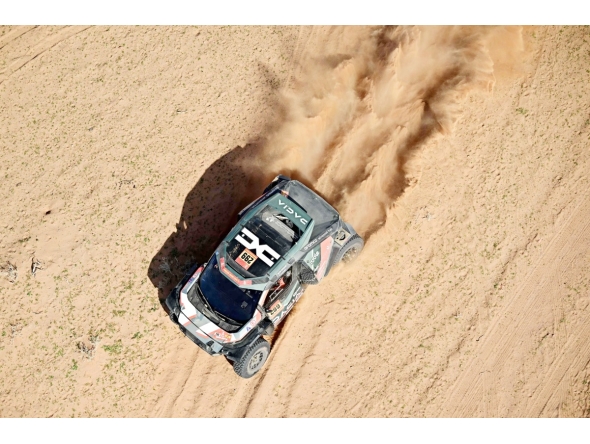 Dacia Sandriders’ Qatari driver Nasser Al-Attiyah and Belgian co-pilot Fabian Lurquin compete in Stage 5 of the 48th Dakar Rally. AFP