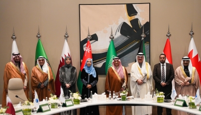 Minister of Education and Higher Education H E Lolwah bint Rashid bin Mohammed Al Khater with Their Excellencies Ministers of Education from the GCC countries.