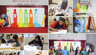 Students, participants and judges during the art competition.