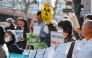 Participants demonstrate in front of Tokyo Electric Power Company's headquarters, against the restart of the Kashiwazaki-Kariwa Nuclear Power Plant, in Tokyo on January 19, 2026. (Photo by Kazuhiro NOGI / AFP)