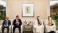 Minister of Municipality H E Abdullah bin Hamad bin Abdullah Al Attiyah (second right) during a meeting with Minister of Housing, Utilities and Urban Communities of Egypt in Saudi Arabia.