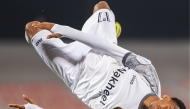 Al Bidda’s Tiku Cosmas celebrates after scoring a goal against Al Sailiya. 