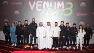 Qatar Boxing and Wrestling Federation President Sheikh Fahad bin Khalid Al Thani with the officials and competitors.