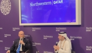 Director of the Government Communications Office (GCO) and Chairman of the Permanent Web Summit Organising Committee, H E Sheikh Jassim bin Mansour bin Jabor Al-Thani in conversation with Dean and CEO Marwan M. Kraidy