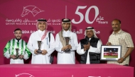 QREC Racing Manager Abdulla Rashid Al Kubaisi honoured the winners of Al Markhiya Cup. PIC: Juhaim/QREC  