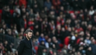 Manchester United's English interim head coach Michael Carrick looks on during the English Premier League football match between Manchester United and Fulham at Old Trafford in Manchester, north west England, on February 1, 2026. (Photo by Paul ELLIS / AFP)