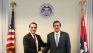 Minister of State for Foreign Trade Affairs H E Dr. Ahmed bin Mohammed Al-Sayed with Under Secretary of Commerce for Industry and Security H E Jeffrey Kessler.