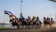 Action at Al Rayyan Racecourse yesterday.