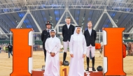 Chairman of Hermes Middle East Wissam Al Mana and Member of the Championship's Organizing Committee Rashid Al Kaabi honoured the winners of CSI5* 155cm Prix Hermes Sellier.