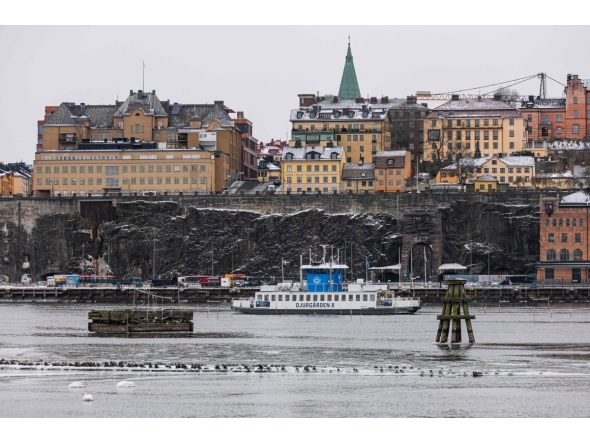 A 17th century shipwreck (front) is pictured after resurfacing in Stockholm, Sweden, on February 17, 2026. Photo by Jonathan NACKSTRAND / AFP