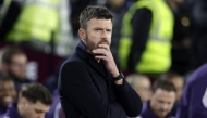 Manchester United's English Interim head coach Michael Carrick reacts ahead of the English Premier League football match between West Ham United and Manchester United at the London Stadium in east London on February 10, 2026. (Photo by Ian Kington / AFP) 