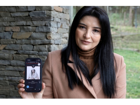 Albanian actress Anila Bisha poses in Tirana on February 19, 2026. (Photo by Adnan Beci / AFP)
