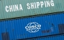 (Files) Containers of China Shipping and Cosco shipping companies are stacked at a transshipment station in Frankfurt am Main, western Germany, on April 15, 2025.  (Photo by Kirill Kudryavtsev / AFP)