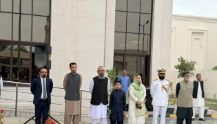 Ambassador of Pakistan to Qatar H E Muhammad Aamer with other officials during the Pakistan day celebrations.