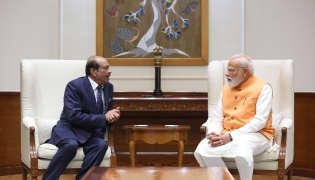 Indian Prime Minister Narendra Modi meeting Chairman of LuLu Group Yusuffali M A.