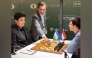 President of the Qatar Chess Federation Mohammed Al-Mudahka makes the ceremonial first move during the match at the Candidates Championship in Cyprus.