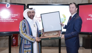 Director General of Katara Cultural Village Foundation Professor Dr. Khalid bin Ibrahim Al-Sulaiti with Ambassador of Uzbekistan H E Ashraf Khodjaev during the event. Pic: Ahmed Barakat / The Peninsula