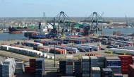 File photo shows containers in the harbour of Antwerp (Photo by Eric Piermont/ AFP)
