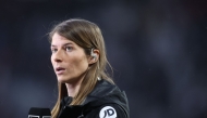 (Files) Union Berlin's German assistant coach Marie-Louise Eta gives an interview in Leipzig, eastern Germany on February 4, 2024. (Photo by Ronny Hartmann / AFP) 