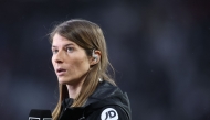 (FILES) Union Berlin's German assistant coach Marie-Louise Eta gives an interview prior to the German first division Bundesliga football match between RB Leipzig and Union Berlin in Leipzig, eastern Germany on February 4, 2024. (Photo by Ronny HARTMANN / AFP)