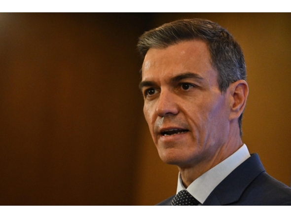 File photo: Spain's Prime Minister Pedro Sanchez speaks during a press conference in Beijing