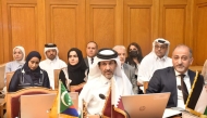 Ambassador of Qatar to Egypt and Permanent Representative to the League of Arab States H E Sheikh Jassim bin Abdul Rahman bin Mohammad Al-Thani during the meeting.
