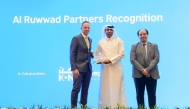 Assistant Undersecretary for Higher Education Affairs at MoEHE Dr. Hareb Mohammed Al Jabri honouring Deputy Head of Mission at British Embassy in Qatar Duncan Hill during the ceremony.