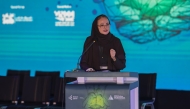 Sheikha Hanadi bint Nasser Al Thani delivering the keynote remarks.