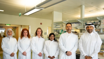Chief Research Officer at Sidra Medicine, Prof. Khalid Fakhro, Lead Advanced Imaging Core at Sidra Medicine Dr. Abbirami Sathappan, and Director of Integrated Genomic Services at Sidra Medicine, Dr. Sara Tomei with other officials.