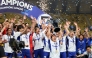 Gamba Osaka's players pose with the trophy after winning the 2026 AFC Champions League Two final football match between Al-Nassr and Gamba Osaka at the Al-Awwal Park Stadium in Riyadh on May 16, 2026. (Photo by Fayez NURELDINE / AFP)