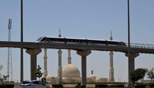 Monorail train operates in Cairo on May 22, 2026. (Photo by Khaled Desouki / AFP)