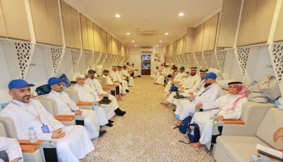 Pilgrims from Qatar at Qatari camps in Mina.