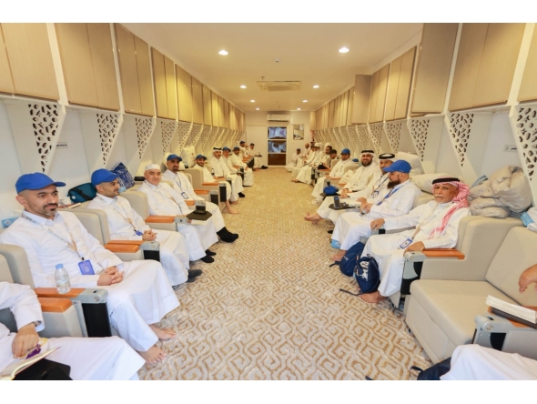 Pilgrims from Qatar at Qatari camps in Mina.