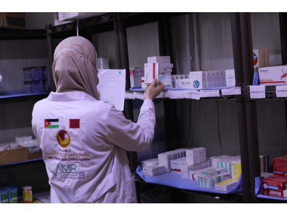 Medical services in action at the Sheikh Jassim bin Jabr Al Thani Primary Healthcare Center inside Jordan’s Azraq Refugee Camp.