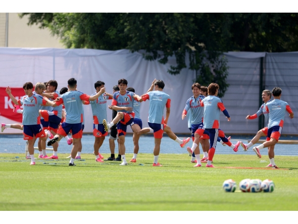 Japan’s players take part in a training session in Monterrey, Mexico. (AFP)