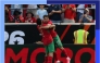 Morocco's Brahim Diaz celebrates with teammate Achraf Hakimi after scoring a goal against Norway during a friendly match on Sunday. (AFP)