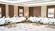 QC Chamber chairman Sheikh Khalifa bin Jassim bin Mohammed Al Thani and the Chairman of Aqarat Mohamed bin Hassan Al Malki with other officials during the meeting.
