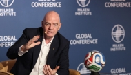 (Files) FIFA President Gianni Infantino speaks during the 29th annual Milken Institute Global Conference at the Beverly Hilton in Beverly Hills, California on May 5, 2026. (Photo by Patrick T. Fallon / AFP)