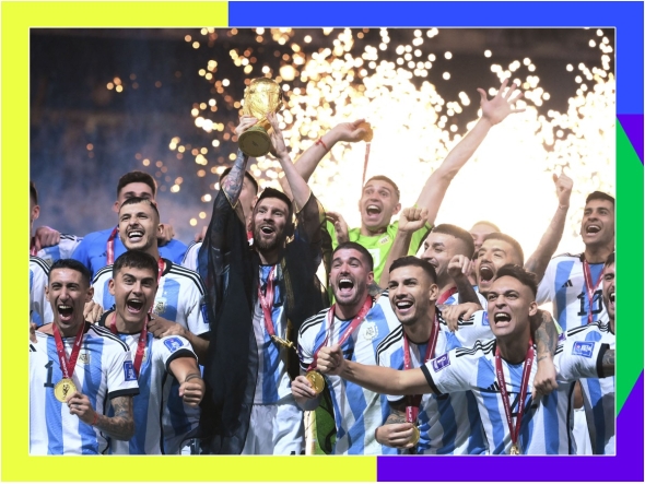 Argentina’s Lionel Messi lifts the trophy after winning the FIFA World Cup Qatar 2022 title, in this December 18, 2022 file photo. (AFP)