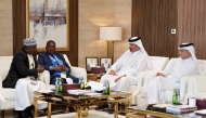 Representative of the Ministry of Public Works Eng. Peter Sikalumba and Ambassador of Tanzania to Qatar H E Habibu Awesi Mohamed with QC First Vice Chairman, Mohamed bin Ahmed bin Twar Al Kuwari and QC Board Member Mohamed bin Ahmed Al Obaidli during the meeting.
