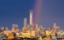 This photo shows a rainbow in the sky over Beijing, capital of China. (Xinhua/Chen Yehua)