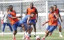 France’s players take part in a training session. 