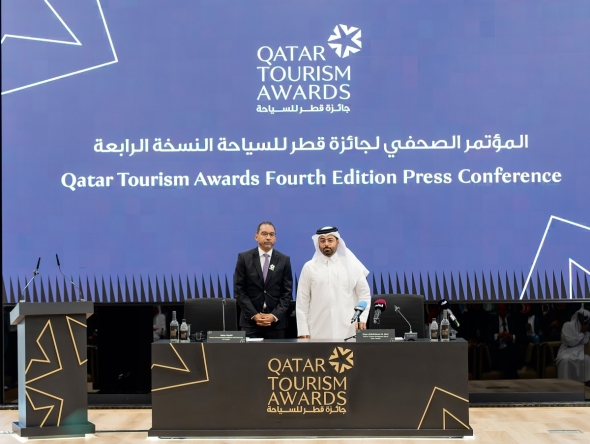 Chief of the Tourism Development Sector at Qatar Tourism Omar Abdulrahman Al-Jaber and Director of International Development and Cooperation at UN Tourism Jaime I Mayaki during the press conference, yesterday.