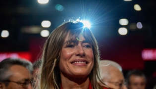(Files) Begona Gomez, wife of Spain's prime minister Pedro Sanchez, in Seville, on December 1, 2024. (Photo by Cristine Quicler / AFP)