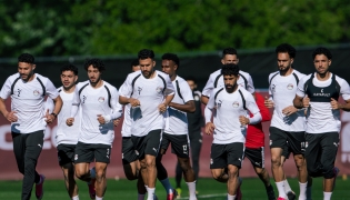 Egypt players during a training session yesterday. PIC: @EgyptNT