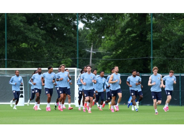 A general view as players of England train during an England Training Session on Monday in Kansas City, Kansas. AFP