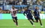 Cape Verde's defender #13 Sidney Lopes Cabral celebrates with teammates scoring his team's second goal during the 2026 World Cup round of 32 football match between Argentina and Cape Verde at the Miami Stadium in Miami Gardens on July 3, 2026. (Photo by PATRICIA DE MELO MOREIRA / AFP)