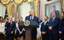 US President Donald Trump speaks at the launch of Trump investment accounts in the Oval Office of the White House in Washington, DC, on July 6, 2026. (Photo by Mandel NGAN / AFP)