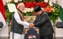 India's Prime Minister Narendra Modi (L) and Indonesia's President Prabowo Subianto shake hands after attending a joint press conference at the Merdeka Palace in Jakarta on July 7, 2026. (Photo by AFP)
