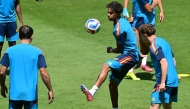 Spain’s Lamine Yamal takes part in a training session in Carson, California, yesterday. 